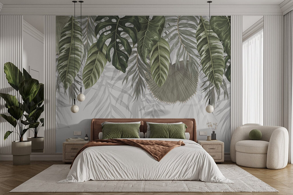 Feuillage vert profond dans un intérieur