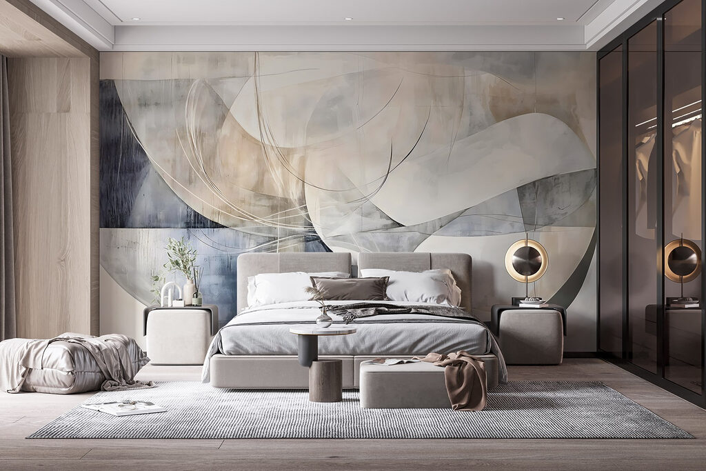 Arcs sur aplats transparents dans un intérieur