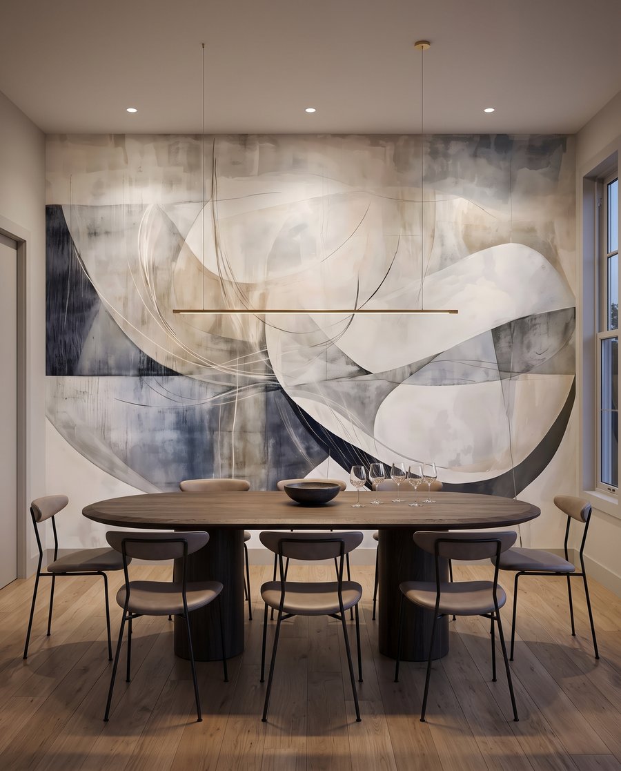Arcs sur aplats transparents dans un intérieur