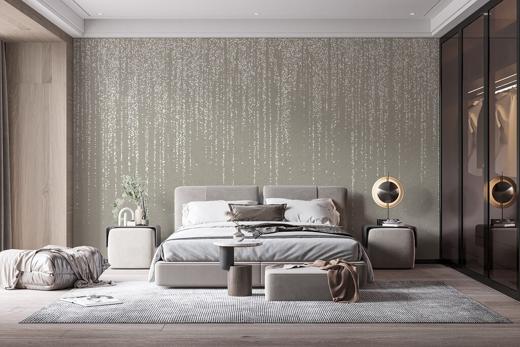 Pluie de points lumineux dans un intérieur