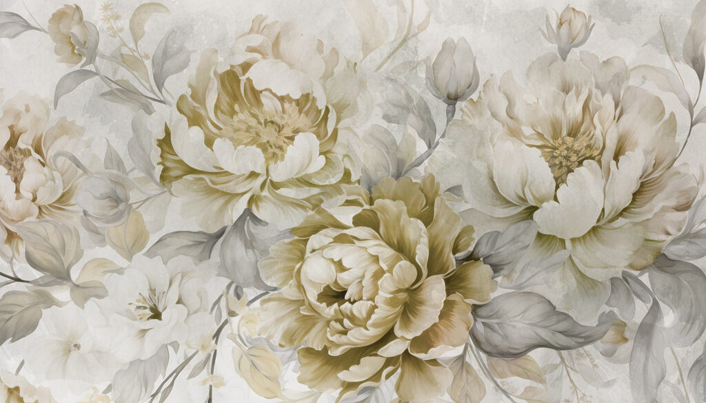 Fleurs aux tons feutrés — motif complet
