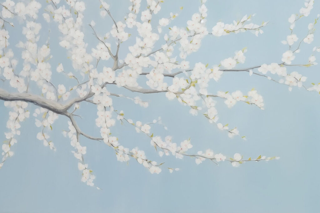 Branche fleurie arquée — motif complet