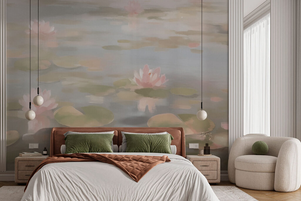 Nénuphars roses dans un intérieur