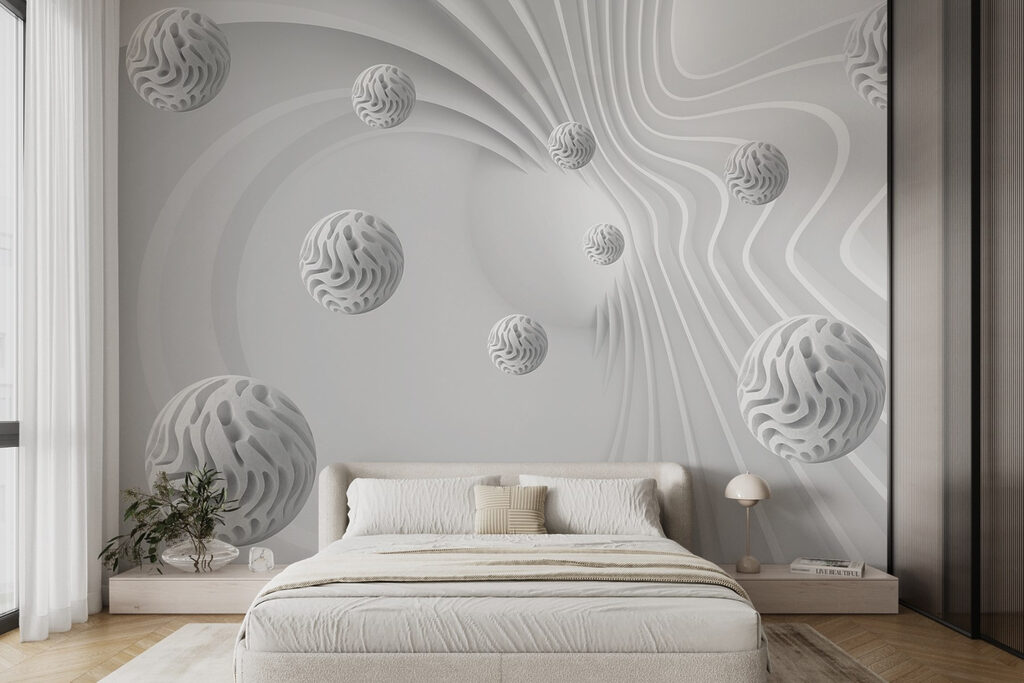 Sphères blanches et volutes — intérieur 2
