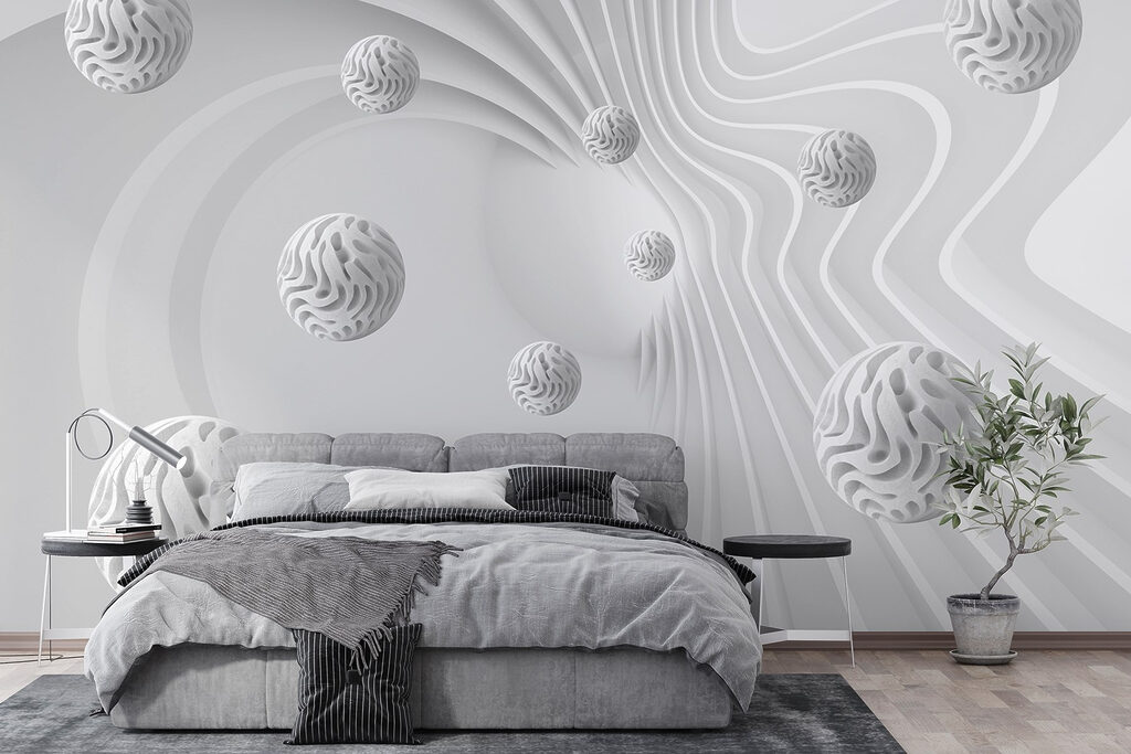 Sphères blanches et volutes — intérieur 4