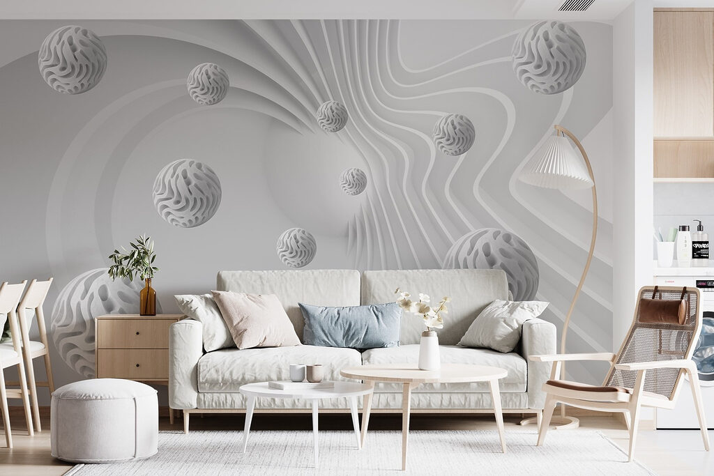 Sphères blanches et volutes — intérieur 6