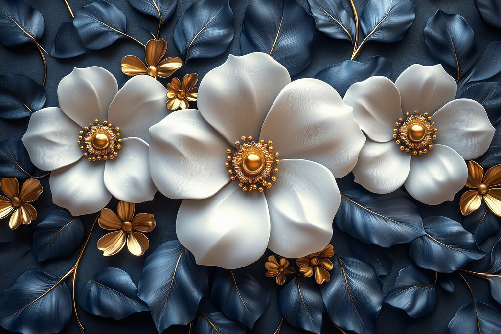 Fleurs au feuillage dense — motif complet