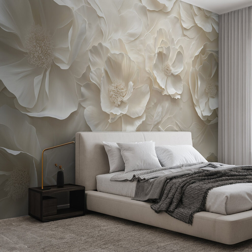 Vagues de fleurs crème dans un intérieur