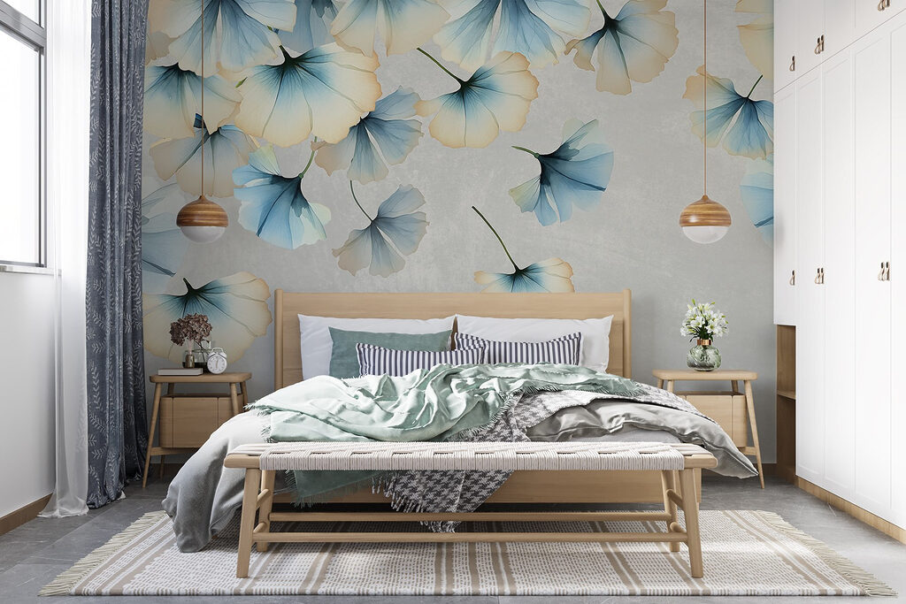 Feuilles en apesanteur dans un intérieur