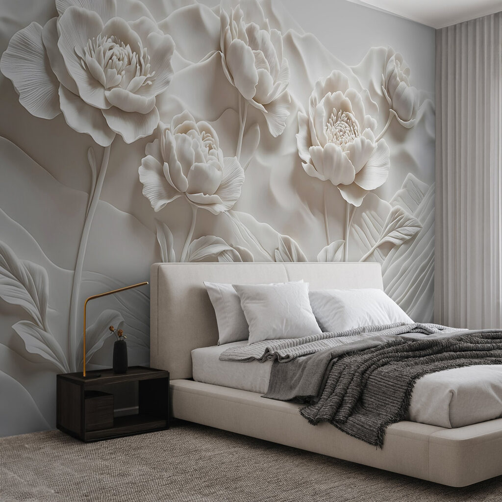 Jardin de fleurs blanches dans un intérieur