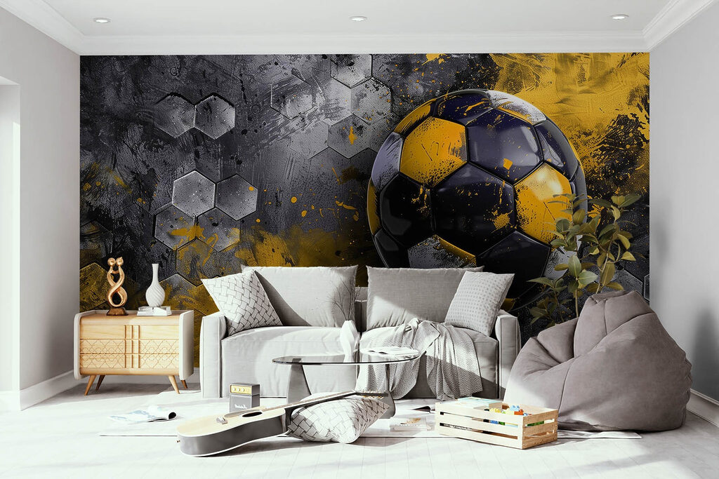 Ballon noir et ocre dans un intérieur
