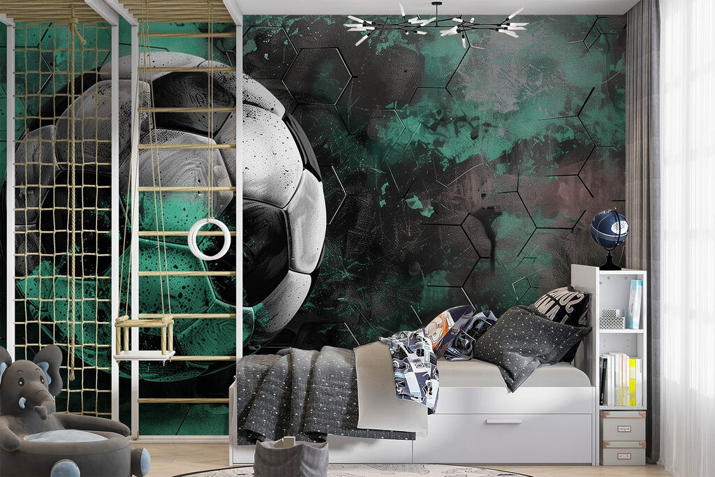 Ballon vert dans l’ombre dans un intérieur