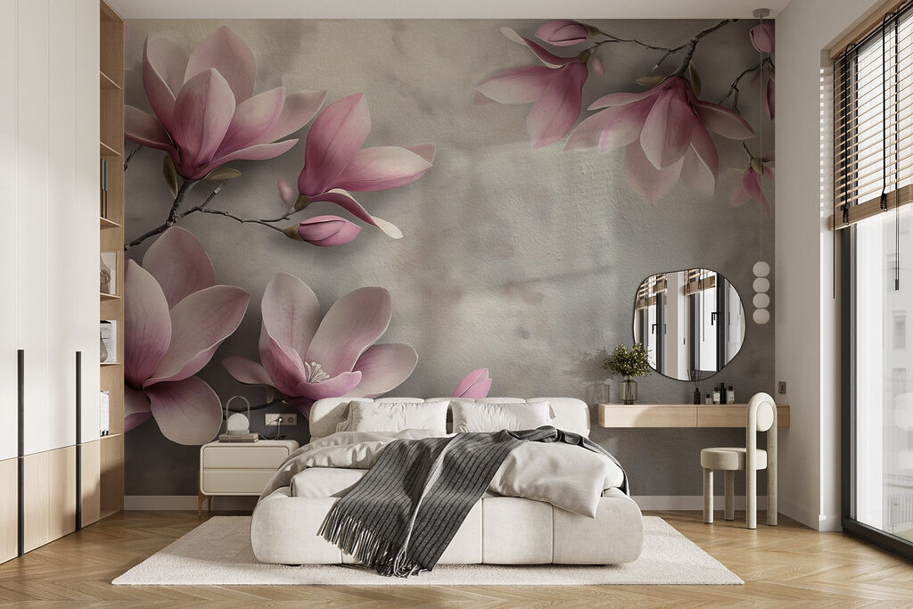Magnolia sur fond patiné dans un intérieur