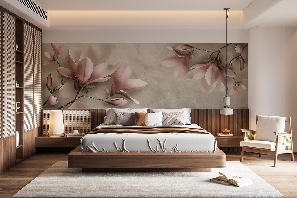 Magnolia sur fond patiné — intérieur 1