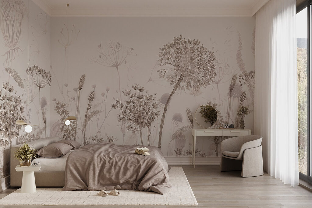 Graminées et ombelles dans un intérieur