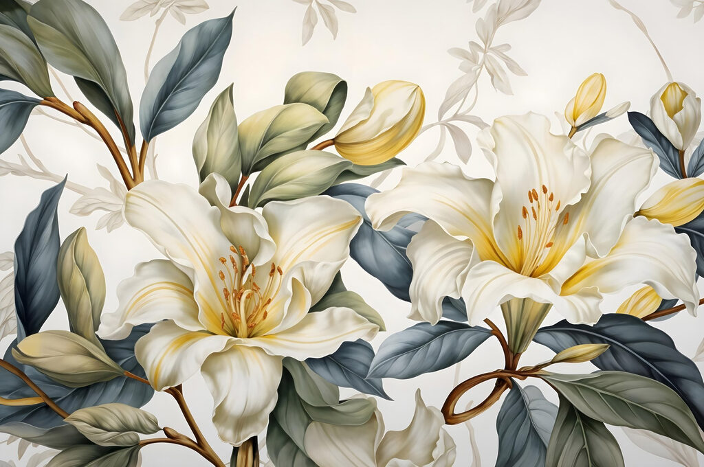 Lys dans la verdure — motif complet
