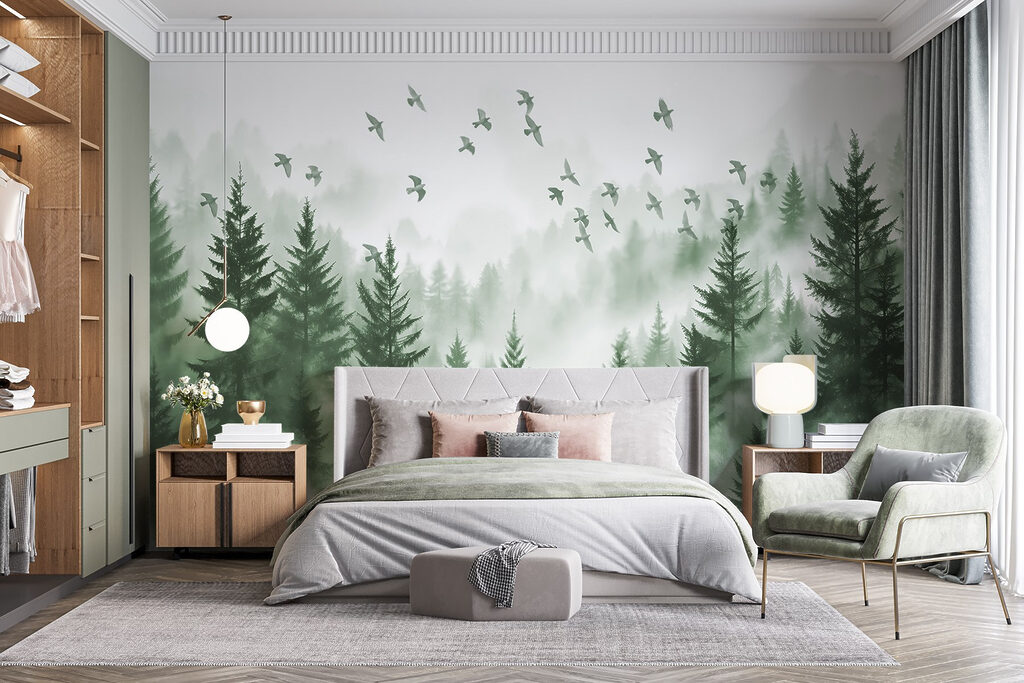 Envol sur la forêt dans un intérieur
