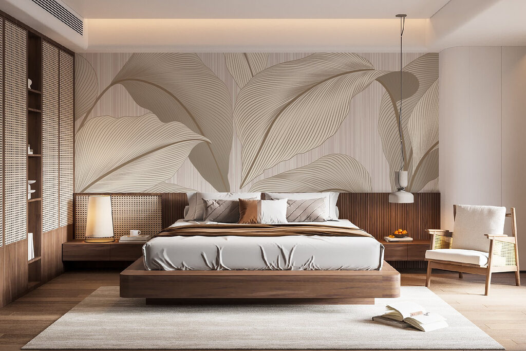 Feuilles finement striées dans un intérieur