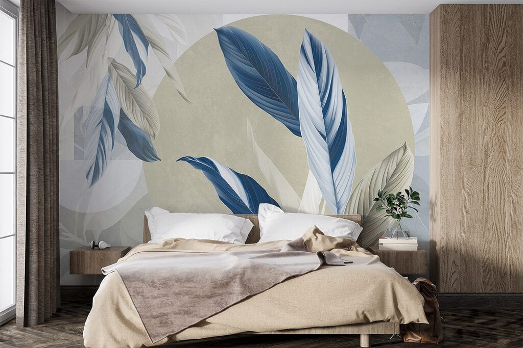 Feuilles sur aplats colorés — intérieur 2