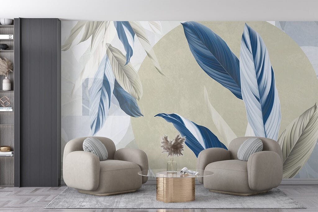 Feuilles sur aplats colorés — intérieur 3