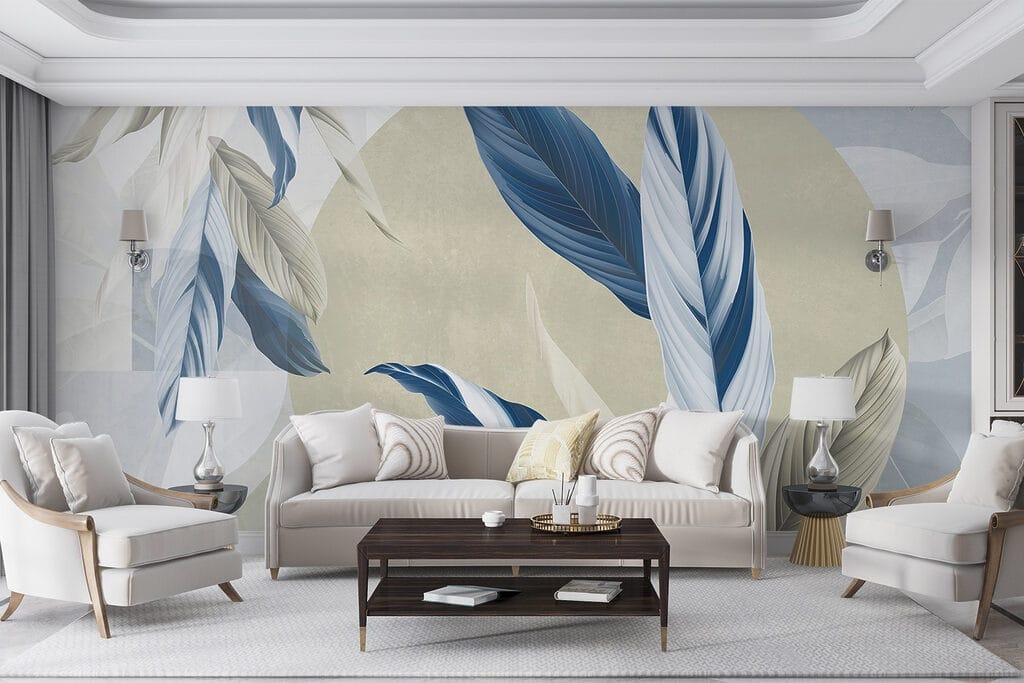 Feuilles sur aplats colorés — intérieur 5