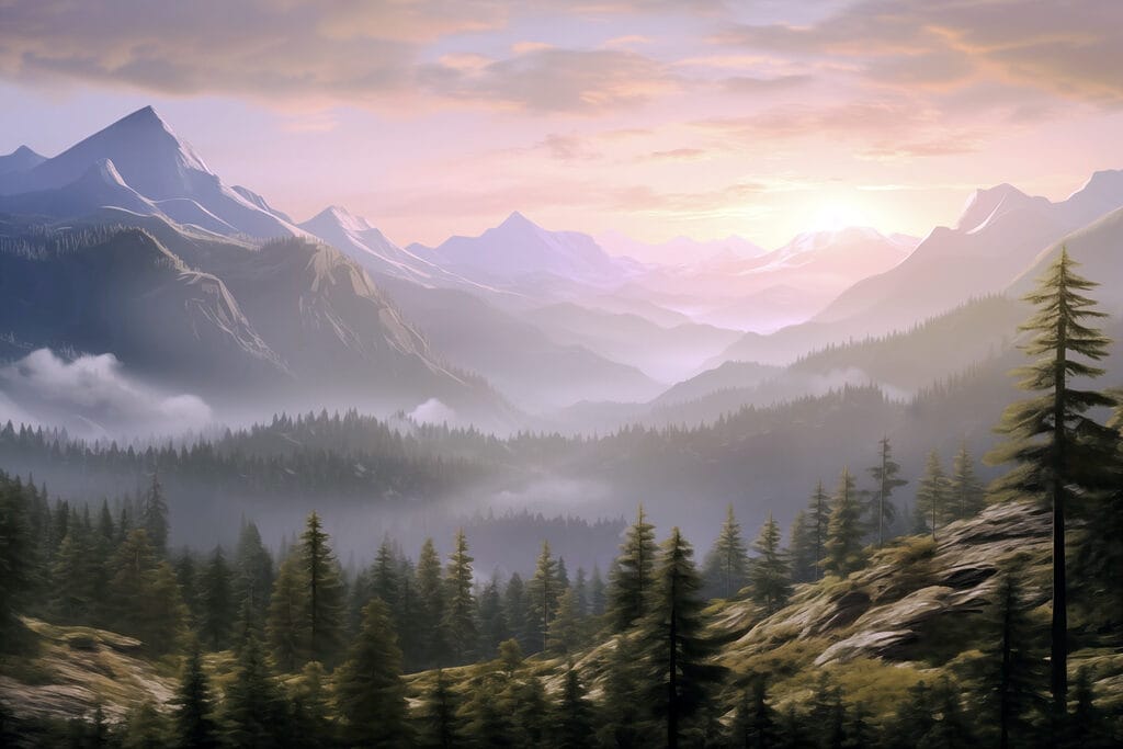 Vallée au crépuscule — motif complet