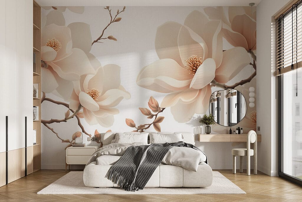 Fleurs crème sur rameaux dans un intérieur