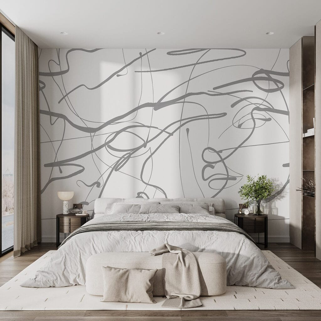 Visages en lignes libres dans un intérieur