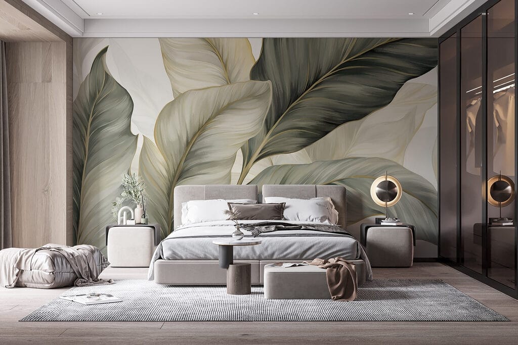 Feuilles vert sombre dans un intérieur