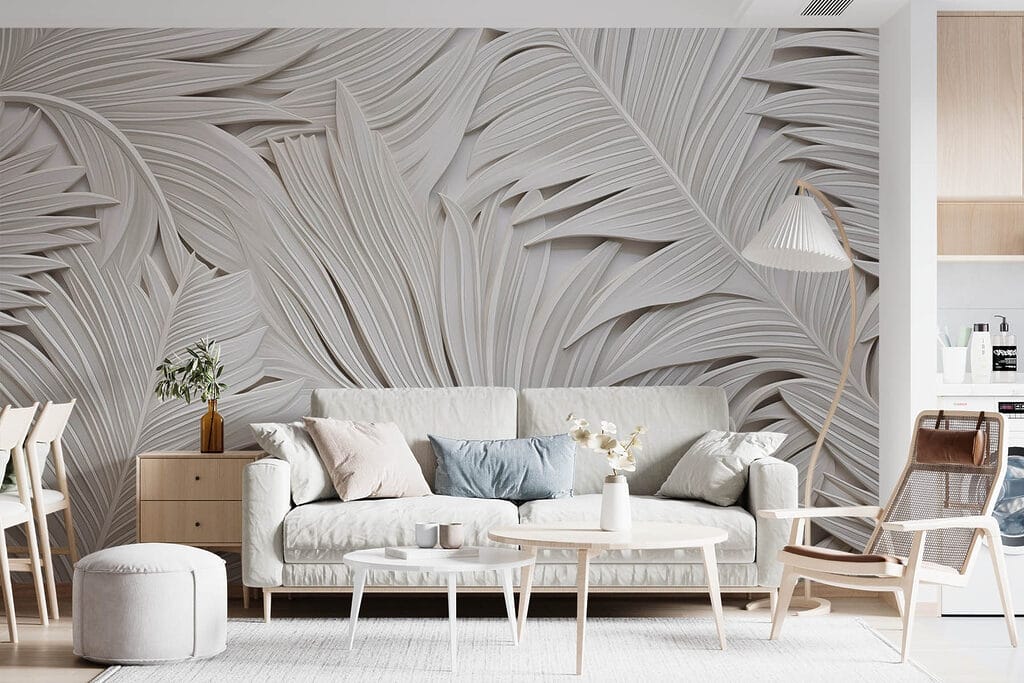 Palmes blanches découpées — intérieur 2