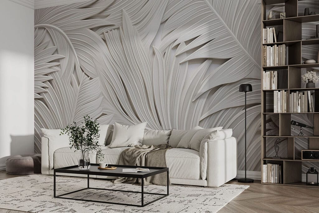 Palmes blanches découpées — intérieur 1