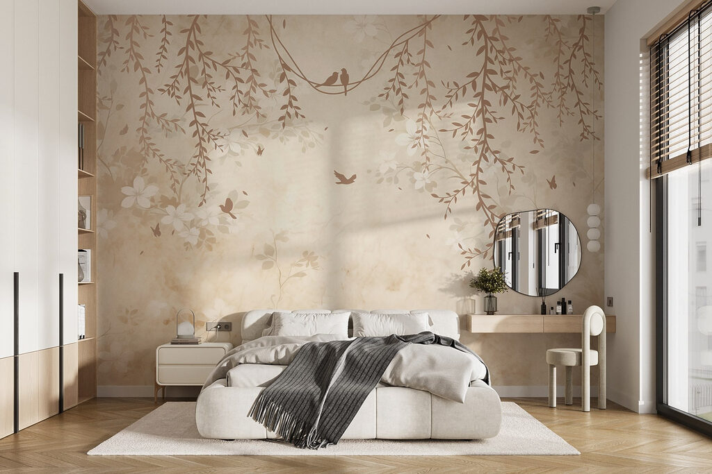 Oiseau sous les rameaux dans un intérieur