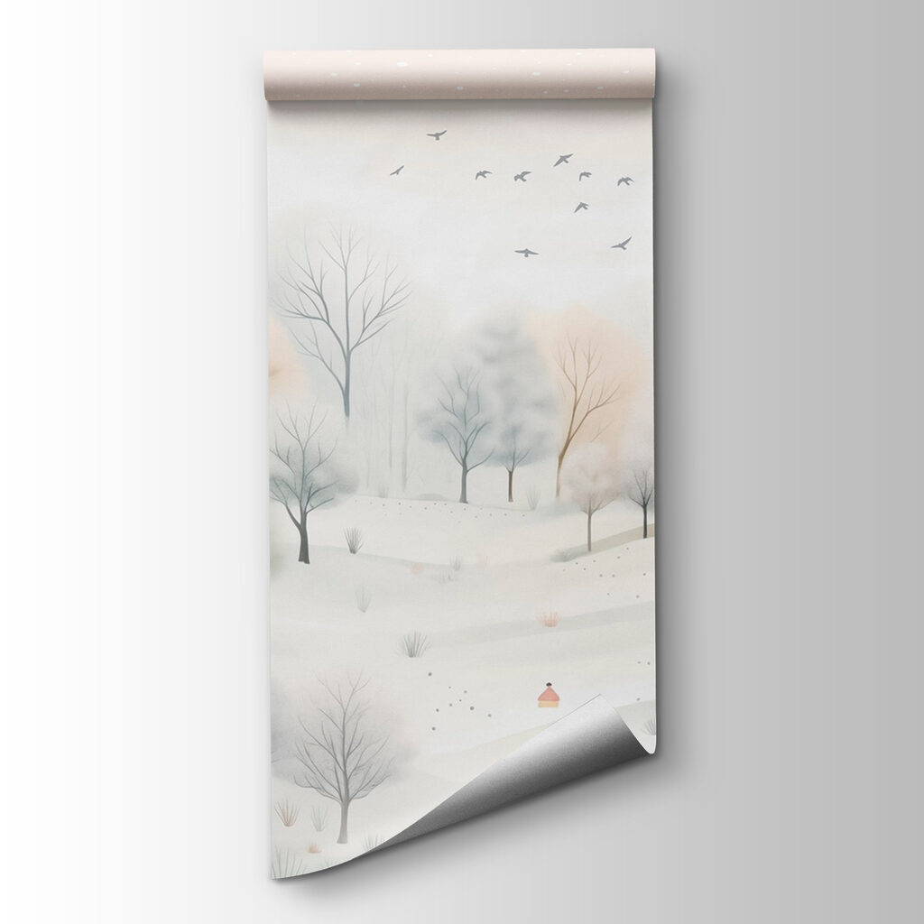 Arbres enneigés et oiseaux — vue du produit