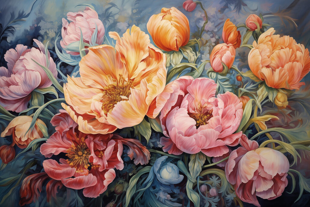 Bouquet aux pétales fins — motif complet