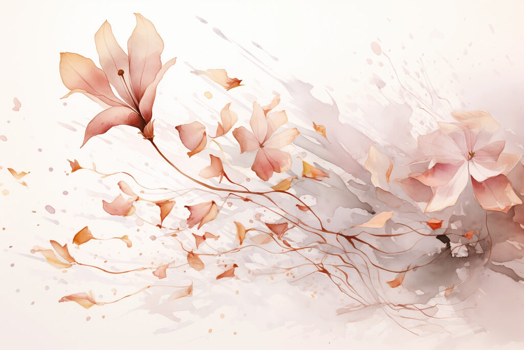 Branche fleurie à l’aquarelle — motif complet