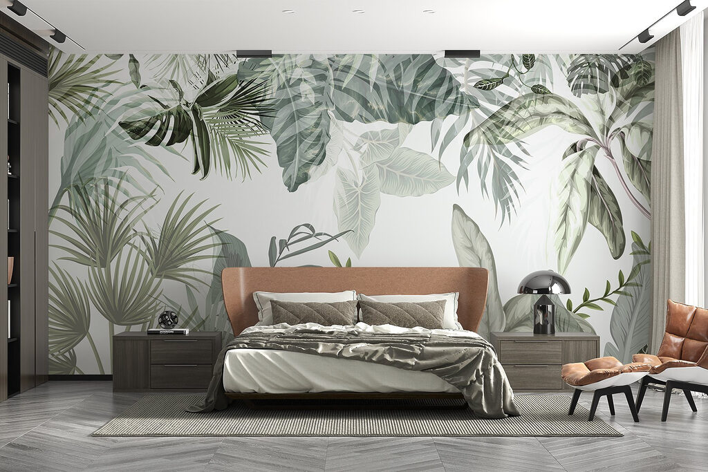 Couronne de feuilles vertes dans un intérieur