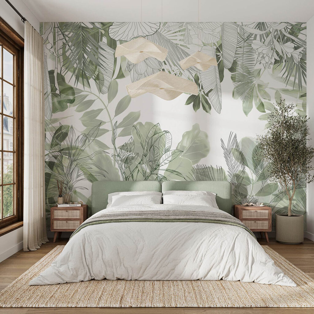 Feuillage tropical aéré dans un intérieur