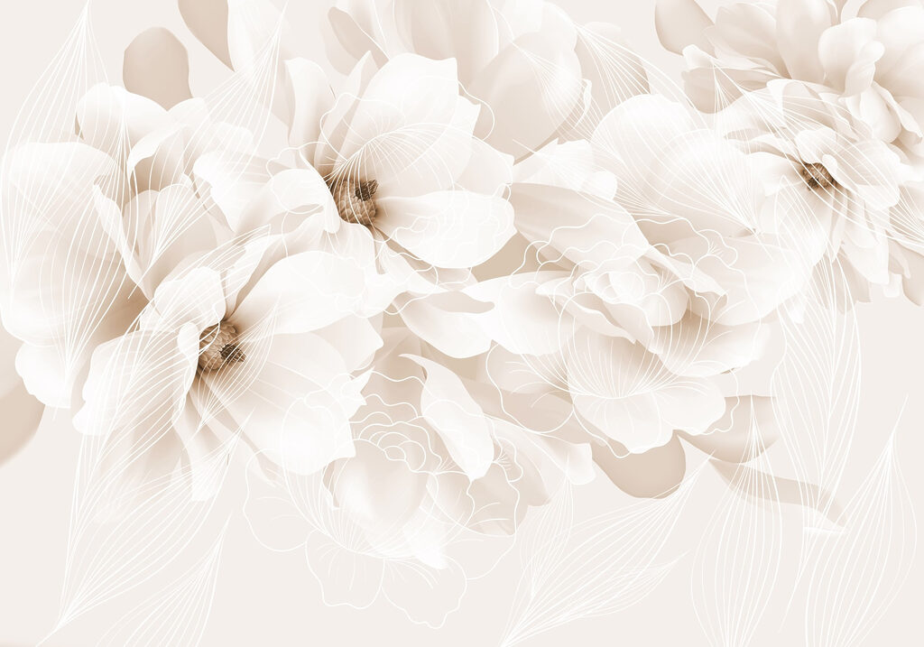 Fleurs blanches en couches — motif complet
