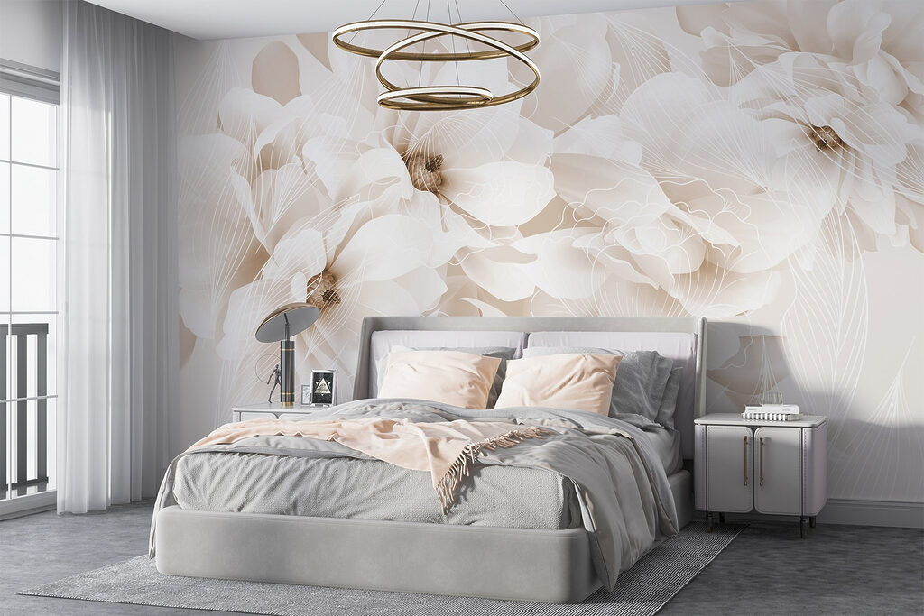Fleurs blanches en couches dans un intérieur