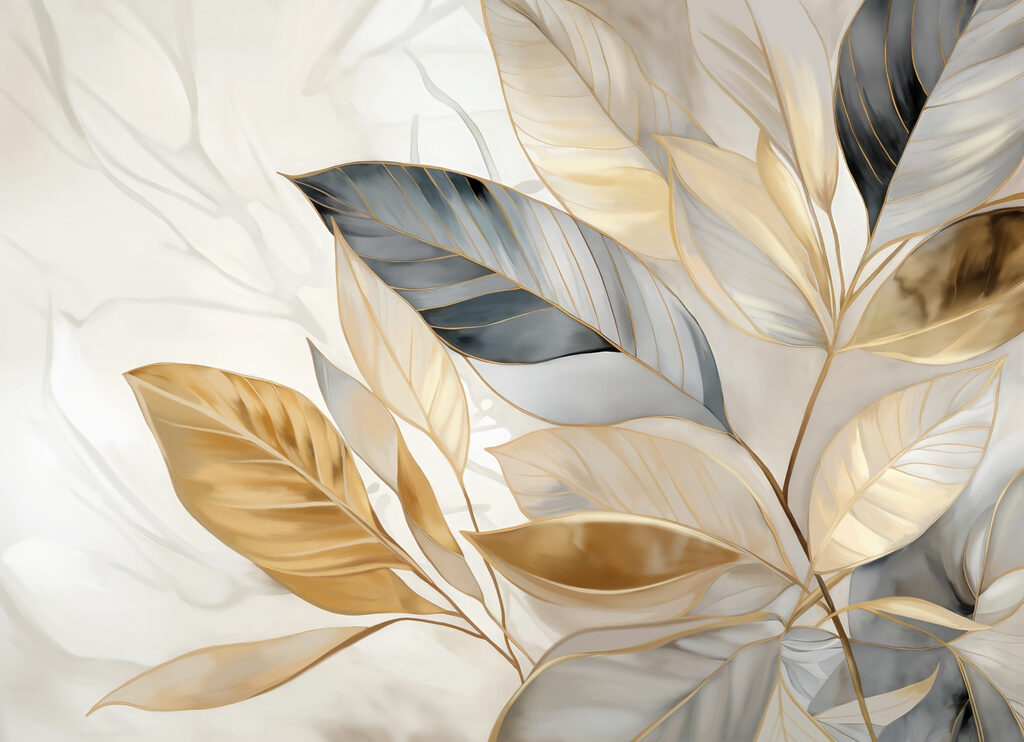Feuilles et contours pâles — motif complet