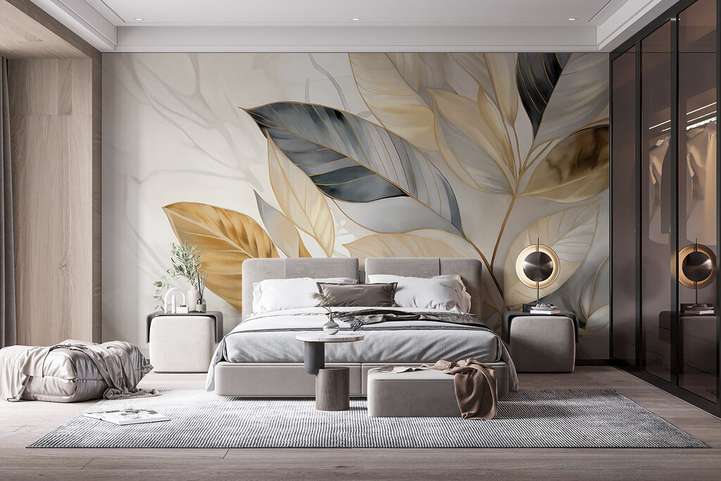 Feuilles et contours pâles — intérieur 2