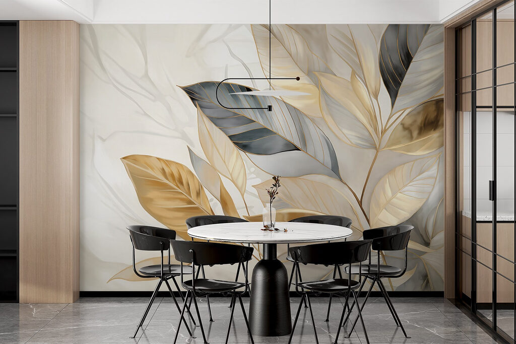 Feuilles et contours pâles — intérieur 6