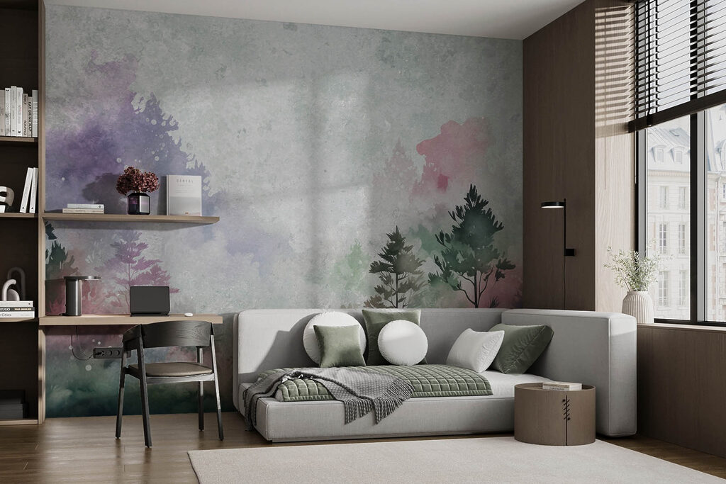 Pins sur fond vaporeux — intérieur 1