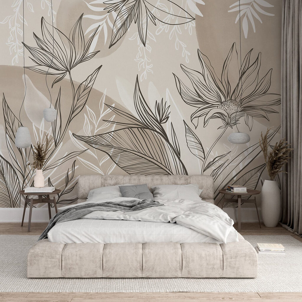 Feuilles au trait dans un intérieur