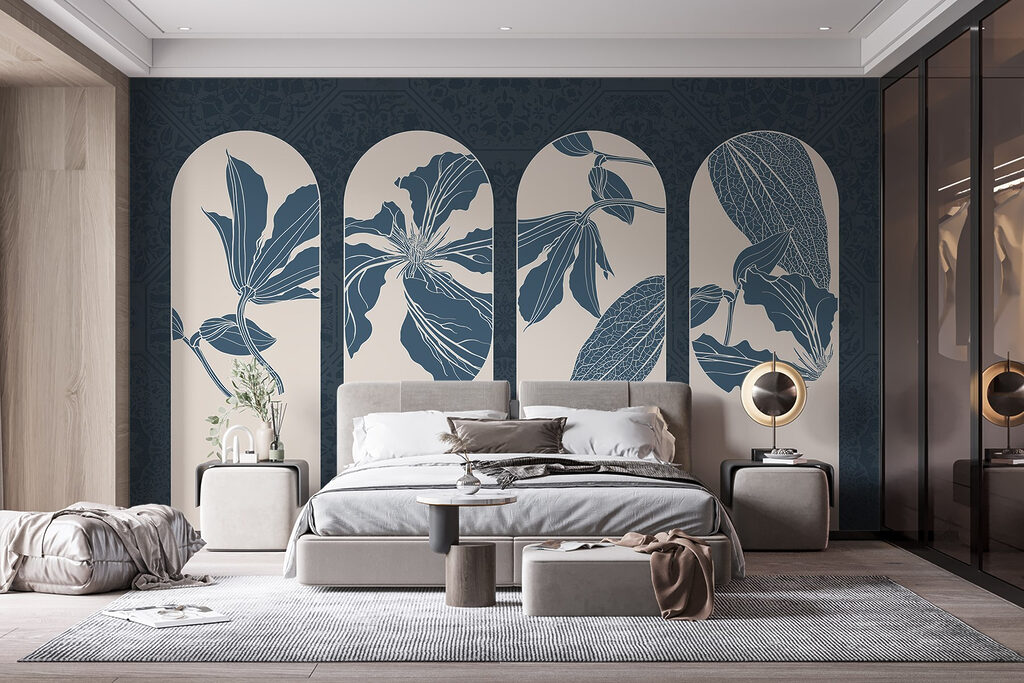 Fleurs sous les arches dans un intérieur