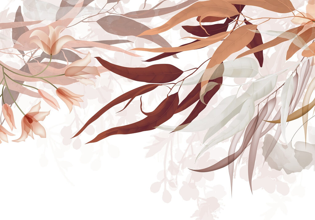 Feuilles et fleurs entrelacées — motif complet