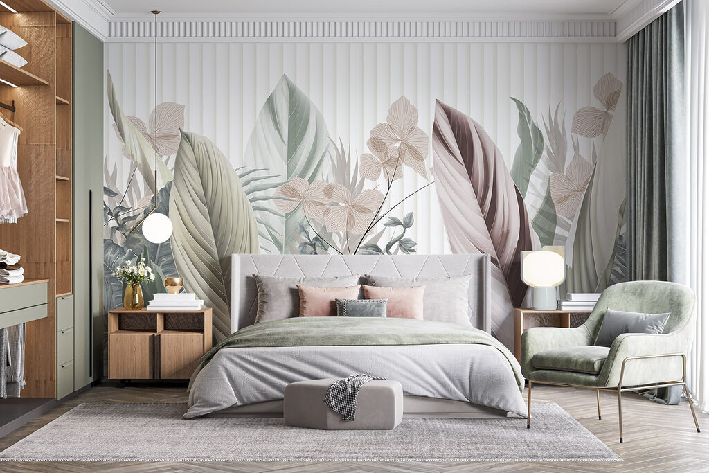 Feuillage tropical sur rayures — intérieur 2