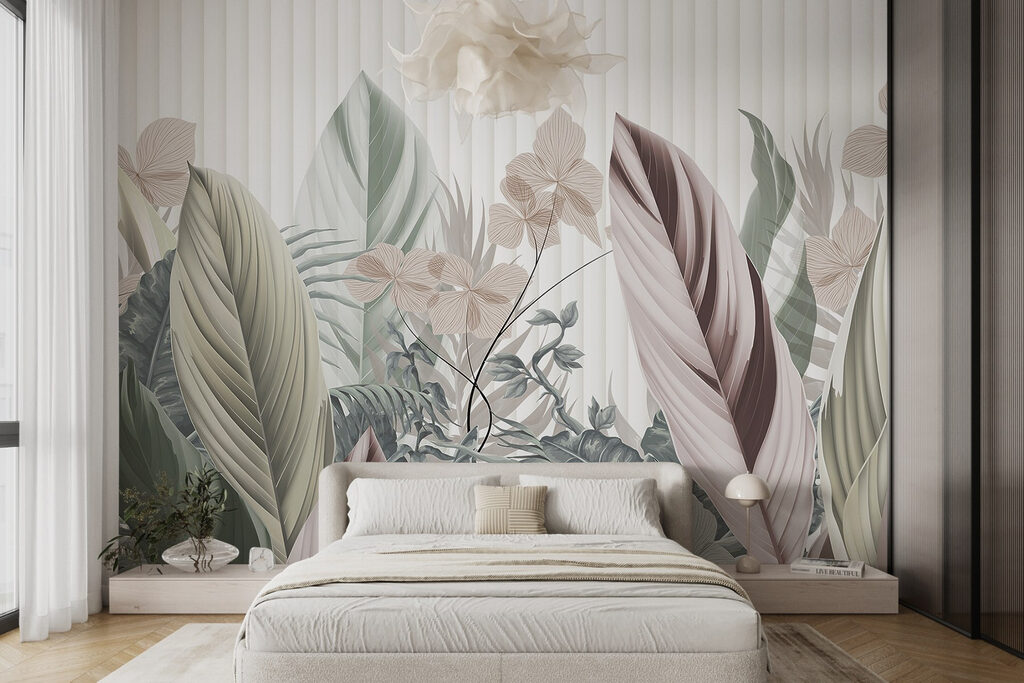 Feuillage tropical sur rayures — intérieur 3