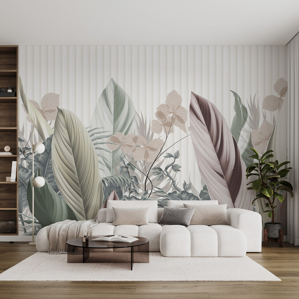 Feuillage tropical sur rayures — intérieur 4