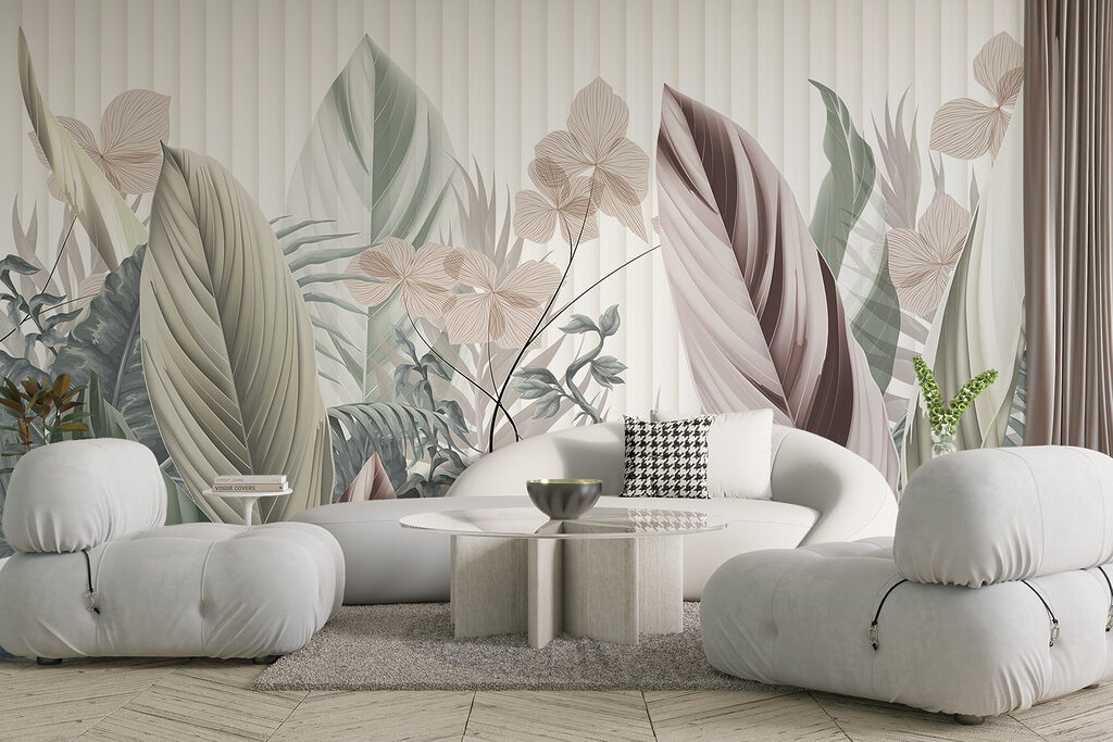 Feuillage tropical sur rayures — intérieur 5